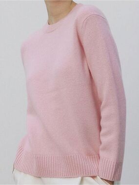 L.L. Bean 100% Cashmere Crewneck Sweater Soft Powder Pink Quiet Luxury Classic S